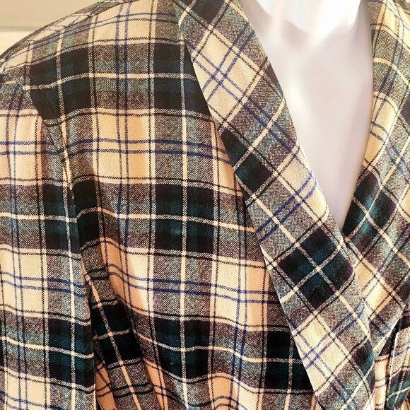 Vintage Pendleton Mens Wool Plaid Tartan Robe With Belted Waist & Shawl Collar - Picture 4 of 11